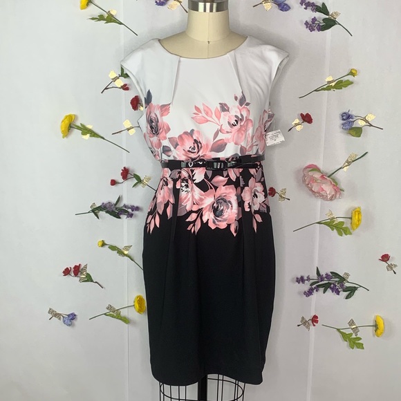belted floral dress